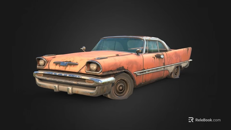 Rusty Old Vintage Classic Car With Weathered Body And Retro Design Features 3d model 