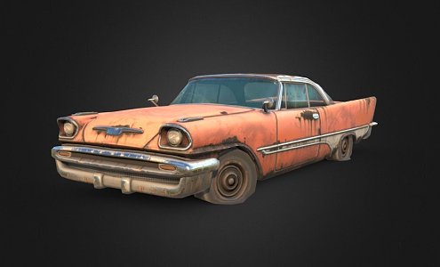 car rusty old car 3d model