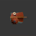 Cartoon Style House Scene With Wooden Structure Red Pointed Roof Small Windows And Weather Vane