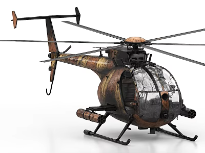 Military Helicopter With Camouflage Paint Rotors Weapon Systems And Transparent Cockpit 3d model