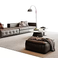 Modern Italian Sofa Coffee Table Combination Leather Sofa Living Room Sofa Floor Lamp Multi-Person Sofa Single Sofa Stool Side Table 3d model