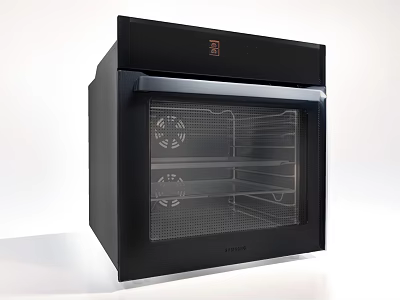 Haier Black Kitchen Oven With Glass Door Interior Shelves And Fan 3d model