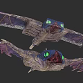 Game Movie Character Bat Like Wings With Green Glowing Eyes And Mythical Design