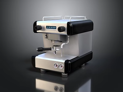 Modern Silver And Black Espresso Machine With Digital Display Control Knobs And Steam Wand 3d model