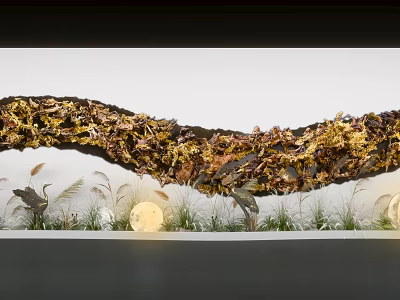 Decorative Art Installation In Cultural Center With Plants And Lights 3d model
