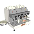 Modern White Kitchen Coffee Machine With Multi Spouts Stacked Cups And Trays 3d model