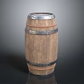 Traditional Wooden Barrel Featuring Metal Hoops And Rustic Wood Texture