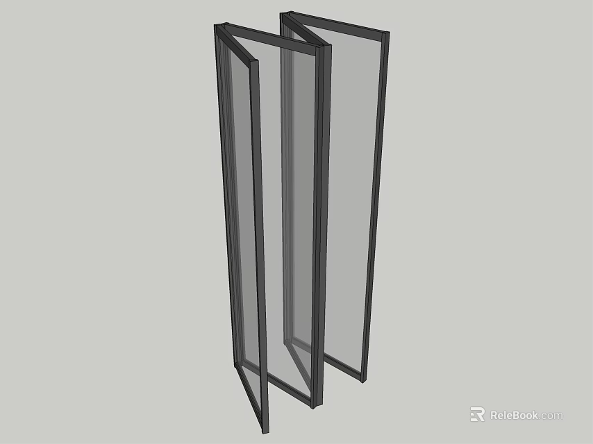 Modern Black Frame Folding Doors With Glass Panels For Interior Use 3d model