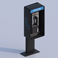 Public Phone Booth With Telephone Handset Dial Pad And Phone Sign Metal Structure