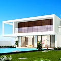 Luxury Modern Detached Villa With Swimming Pool And Lush Green Lawn