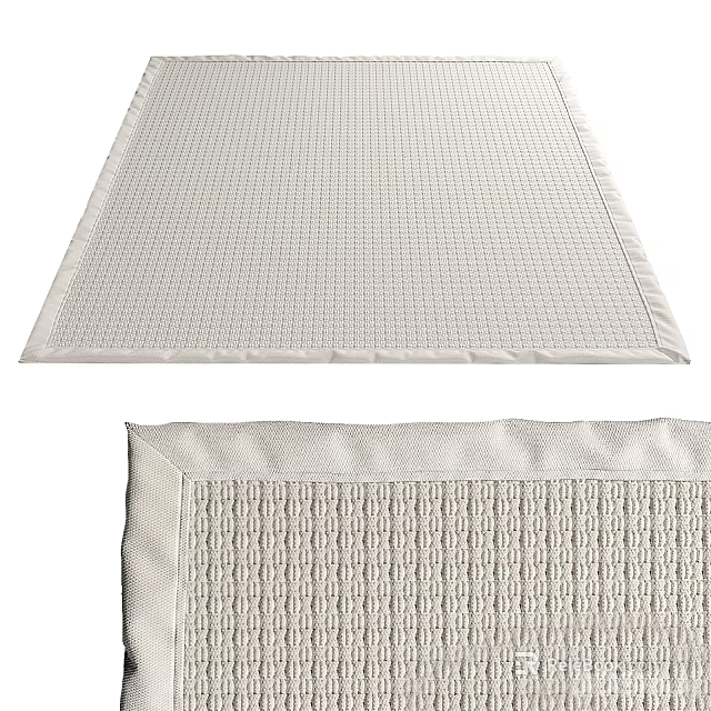 Square Rug With Textured Pattern And Light Color Woven Design Details 3d model