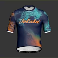 Bicycle Cycling Jersey Featuring Volata Logo Blue And Orange Wave Pattern Design