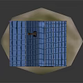 Small House Architecture With Blue Roof Chimney White Walls Blue Framed Windows And Orange Door