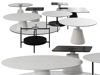 Modern Coffee Tables With Glass Tops Wooden Surfaces And Diverse Bases In Multiple Designs 3d model