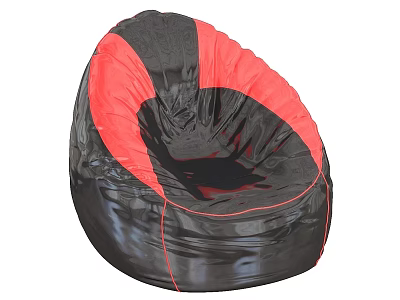 Comfortable Single Bean Bag Chair With Black And Red Design For Living Room Relaxation 3d model