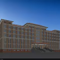 Classic Multi Story Office Building With Red Tile Roof Symmetric Window Design And Entrance Canopy
