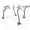 Artificial Leafless Tree Scenery Components With Green Roots For Decorative Models