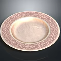 Oval Marble Plate With Intricate Pink And White Carved Edge Patterns 3d model