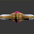 Fantasy Golden Weapon With Purple Handle Pink Star Gem And White Wing Structure