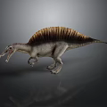 Realistic Spinosaurus Dinosaur 3D Model With Brown Sail And Open Mouth