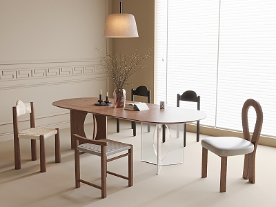 Dining Table and Chair Combination Dining Table Dining Chair Single Chair Chandelier model