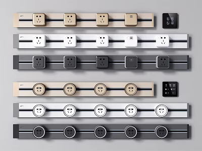 Modern Stylish Switch Panels With Multiple Color Options And Socket Designs 3d model