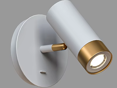 Modern Wall Mounted Downlight Spotlight With White Design And Golden Details 3d model