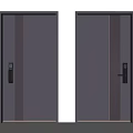Modern Security Door Design With Vertical Stripes And Electronic Lock Features