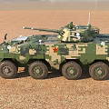 Military Armored Vehicle With Camouflage Paint 6x6 Wheel Drive Mounted Machine Gun For Desert Terrain