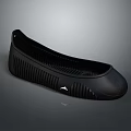 Black Flat Shoe With Textured Design And Striped Sole Featuring Small Logo 3d model