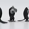 Cartoon Black Vultures 3D Models in Various Poses on White Background