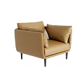 Modern Tan Leather Single Sofa With Soft Cushions And Black Slender Legs 3d model