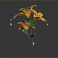 Cartoon Scene Featuring Orange Lilies With Green Stem And Leaves And White Sparkles