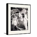 Black and White Couple Character Painting with Sequined Dress White Suit Dollar Sign Backdrop