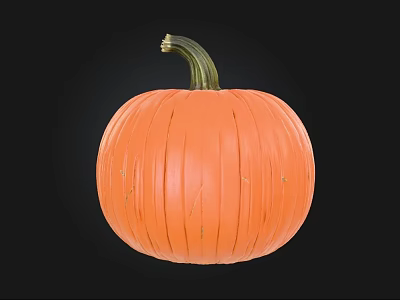 Fresh Orange Pumpkin with Ribbed Surface and Green Stem Ripe for Harvest 3d model
