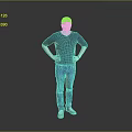 A Man With Hands On Hips In Yellow Cap Dark Blue V-neck T-shirt Blue Jeans