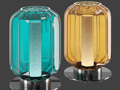 Modern Decorative Lamps With Turquoise And Gold Glass And Metal Base 3d model