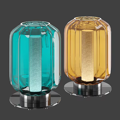 Modern Decorative Lamps With Turquoise And Gold Glass And Metal Base 3d model