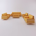 Modern Sofa and Coffee Table Set Featuring Three Two Single Seater Sofas and Dimensions 3d model