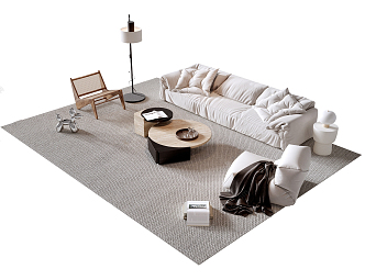 Modern Sofa Coffee Table Combination Home Multi-person Sofa Single Sofa Coffee Table Combination Floor Lamp 3d model