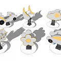 Building Blocks In White And Gold With Various Shapes For Kids Play