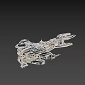 Futuristic Sci Fi Spaceship 3D Model With Metallic Structure And Detailed Design