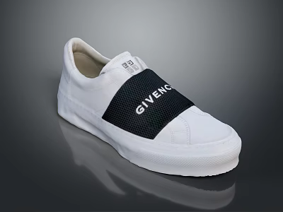 Givenchy White Slip On Sneakers With Black Strap 3d model