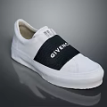 Givenchy White Slip On Sneakers With Black Strap 3d model