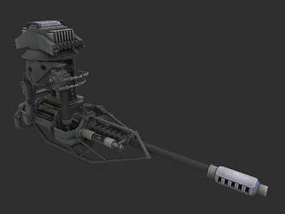 Heavy Duty Military Weapon With Mechanical Structure Long Barrel And Heat Sink Grill 3d model