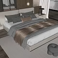 Double bedside table chandelier carpet pillow ornaments 3d model