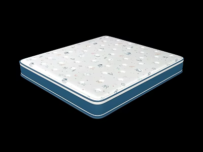 Comfortable Mattress With White Patterned Surface And Blue Border Design 3d model