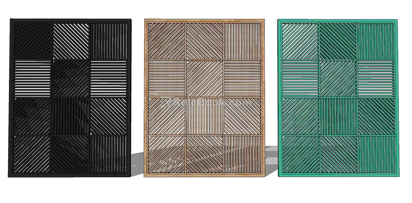 Style Hollow Screen Wooden Partition Hollow Partition 3d model