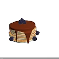 Two Delicious Stacked Pancake Cakes Topped With Chocolate Drizzle And Fresh Blueberries