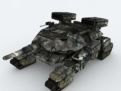 Futuristic Military Tank With Camouflage Paint Main Cannon And Tracked Chassis 3d model